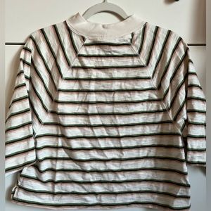 Cream striped, cropped turtleneck tshirt